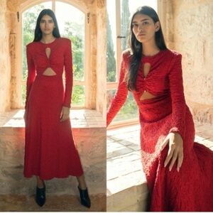 Sabina Musayev Red Long Sleeve Dress,size L